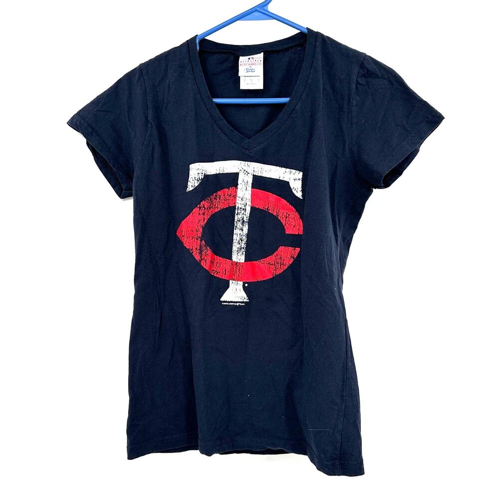 Campus Lifestyle Size Medium Shirt Navy Blue Minnesota Twins MLB‎ V Neck